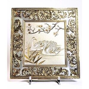 Vintage SANKYO CHOKIN MUSIC BOX Swan Cherry Blossom PLAYS Feelings JAPAN SWANS